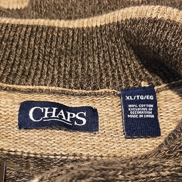 Chaps Brown and Tan Zip Up Sweater with Classic Design XL - Picture 2 of 3